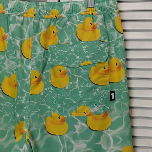 Neff Green Swim Trunks with Yellow Duck Print - Picture 13 of 13